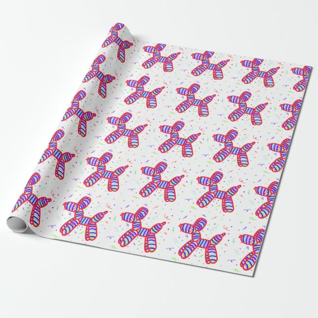 Ballon Dog Party Wrapping Paper Geschenkpapier (Ungerollt)