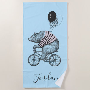 Ballon-Fahrrad-Bär addieren Ihren Namen Strandtuch