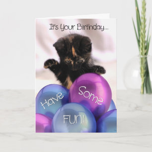 Ballon Geburtstag: Funny Kitten Geburtstagskarte Karte