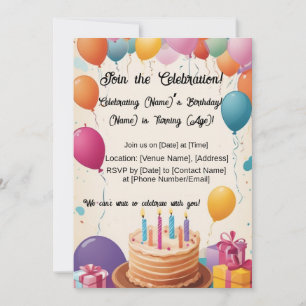 Ballon gefüllt Geburtstag Freude! Einladung