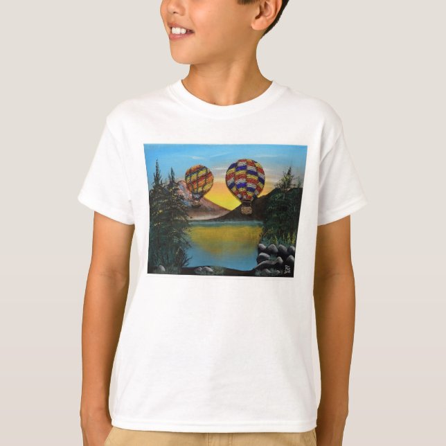 Ballon Hot Air Fahrt über den Fluss RenmaDesign T-Shirt (Vorderseite)