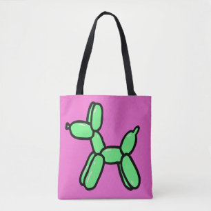 Ballon Hund Tote Beutel in Rosa und Grün