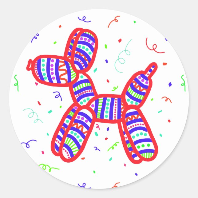 Ballon Hunde Party Stickers (Vorderseite)