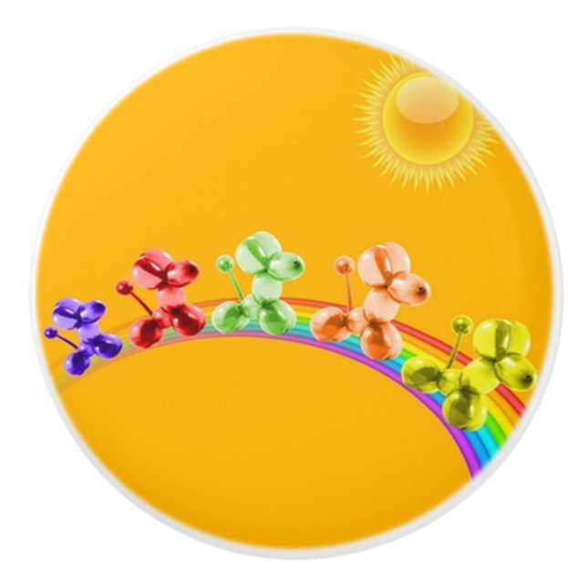 Ballon Hunde Rainbow Keramikknauf (Vorderseite)