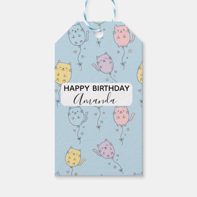 Ballon-Katzen-Muster  Cute Minimalist  Geschenkanhänger (Vorderseite)