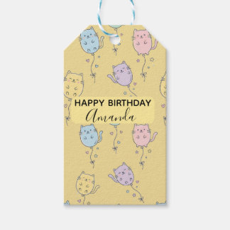 Ballon-Katzen-Muster Cute Minimalist Geschenkanhänger