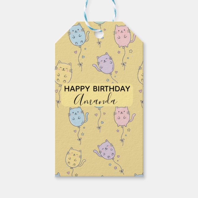 Ballon-Katzen-Muster  Cute Minimalist  Geschenkanhänger (Vorderseite)