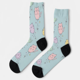 Ballon-Katzen-Muster Süßer minimalistischer Stil Socken