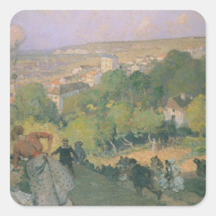 Ballon Landing at Pre St-Gervais, c.1885 Quadratischer Aufkleber