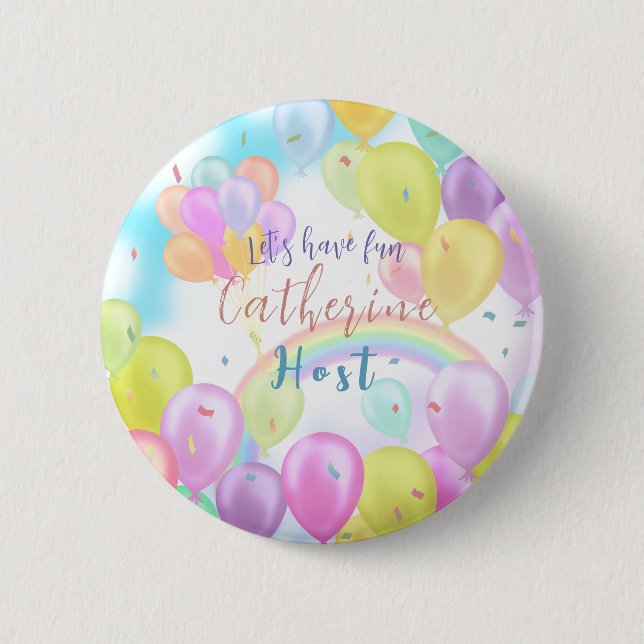 Ballon Pastell Geburtstag  Button (Vorderseite)