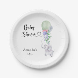 Ballon und Elephant Baby Dusche Pappteller
