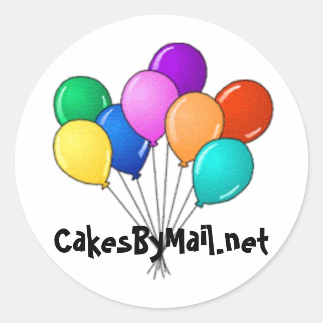 Ballonaufkleber cakesbymail.net runder aufkleber (Vorderseite)