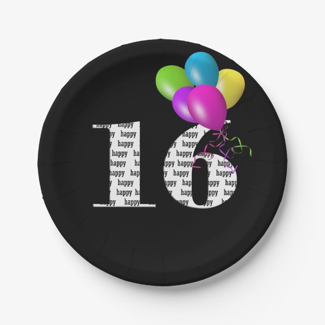Ballonbuquet zum 16. pappteller (Vorderseite)