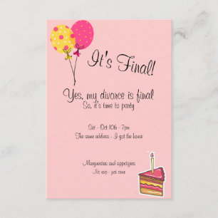 Ballone und Kuchen-Scheidungs-Party Einladung