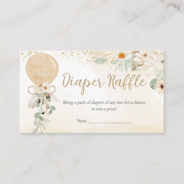 Ballongrüne Gender Neutral Diaper Raffle Begleitkarte (Vorderseite)