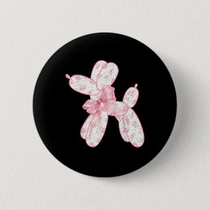 Ballonhund Floral Rosa Kokette Schleife Frauen Kin Button