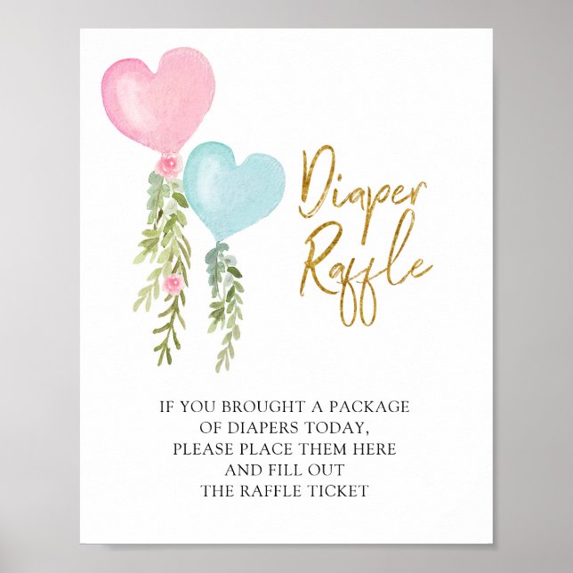 Ballonkäfer oder Girl Gender Reveal Diaper Raffle Poster (Vorne)