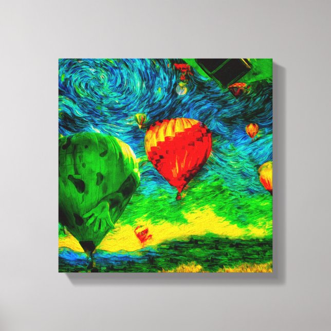 Ballonrennen im spektakulären Himmel Leinwanddruck (Vorderseite)