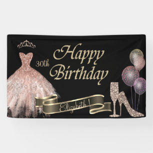 Ballons,Diamanten Glas,Absatz, Kleid, Schwarz Banner