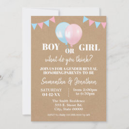 Ballons Geschlecht enthüllt Junge oder Mädchen Bab Einladung