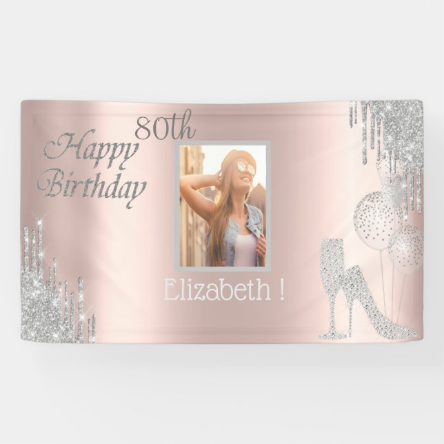 Ballons, Glas, Absatz, Tropfen Rose Gold Foto Banner (Horizontal)