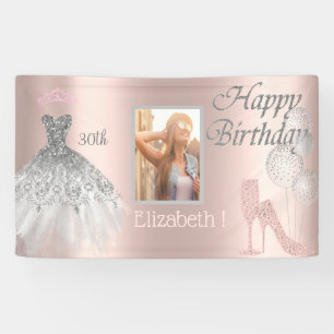 Ballons, Glas, Hefe, Kleid, Rose Gold Foto Banner
