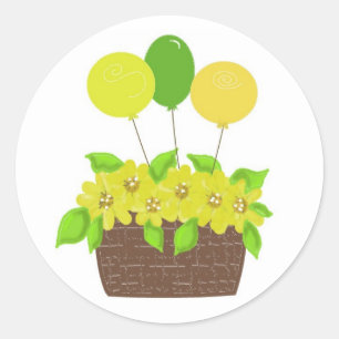 Ballons und Blumen Runder Aufkleber