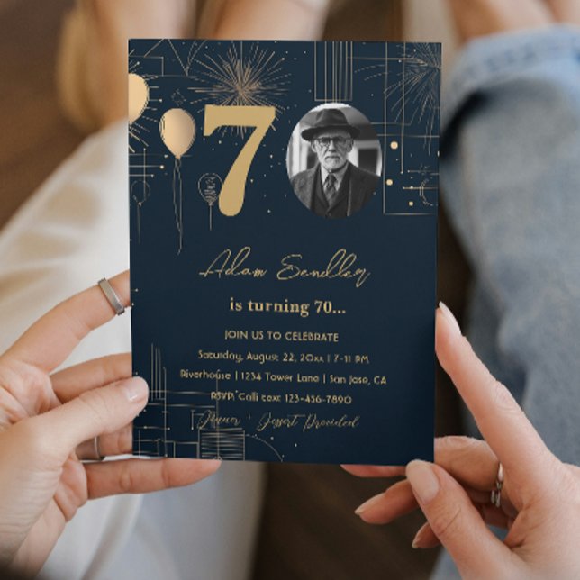 Ballons und Feuerwerke zum 70. Geburtstag Einladung (Von Creator hochgeladen)