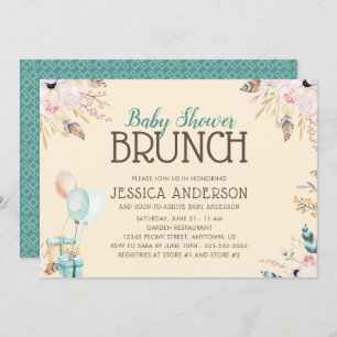 Ballons und Geschenke Babydusche Brunch Einladung