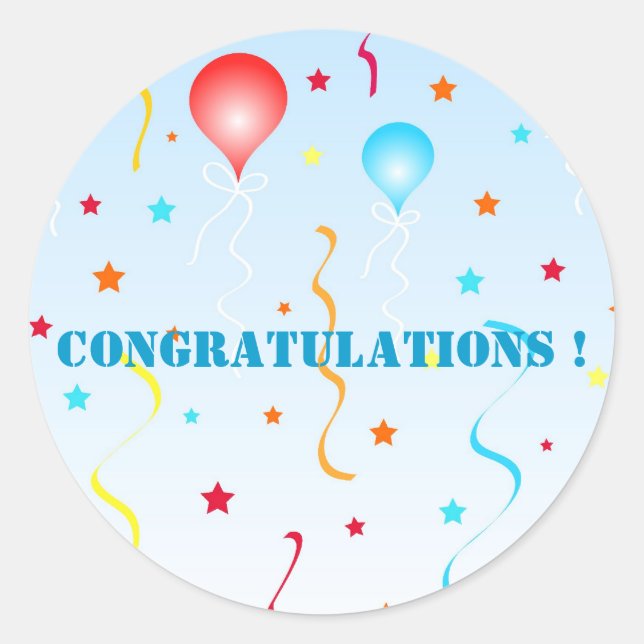 Ballons und Sterne Runder Aufkleber (Vorderseite)