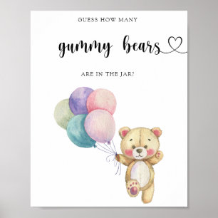 Ballons von Teddy Bear - raten Sie mal, wie viele  Poster