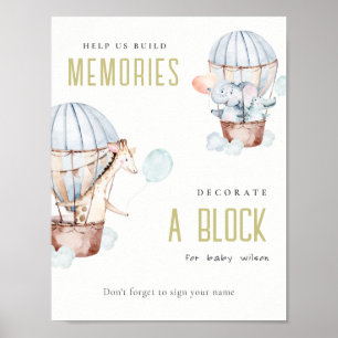Ballontiere dekorieren ein Block Baby-Duschzeichen Poster