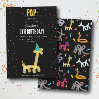 Ballontiere Giraffe Kinder Geburtstagsfeier Thema Einladung