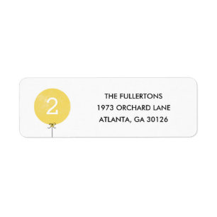 Balloon Address Label - Lemon