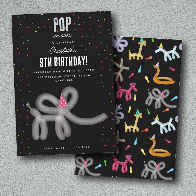 Balloon Animals Elephant Kids Birthday Party Theme Einladung (Balloon Animals Elephant Kids Birthday Party Theme Invitation)