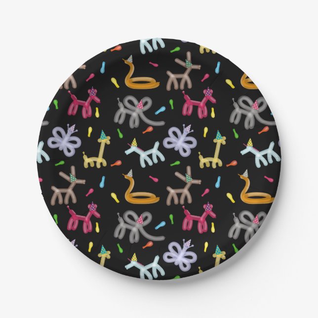 Balloon Animals Kids Birthday Party Theme Pappteller (Vorderseite)