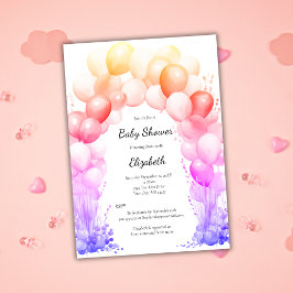 Balloon Arch Rainbow Colors Baby Girl Baby Shower Einladung