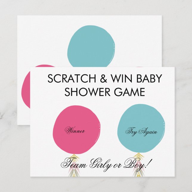 Balloon Baby Gender Reveal DIY Scratch Card Ankündigungspostkarte (Vorne/Hinten)