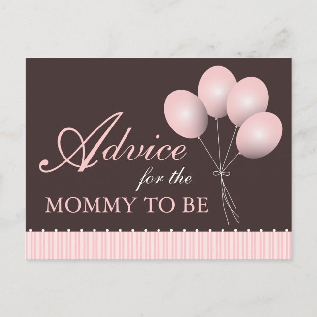 Balloon Baby Shower Advice for Mommy to Be Hinweiskarte (Vorderseite)