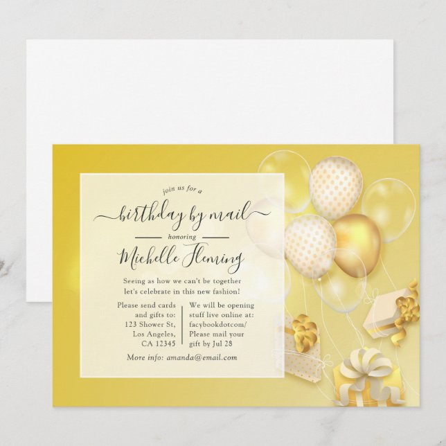 Balloon Birthday by Mail Party Einladung (Vorne/Hinten)