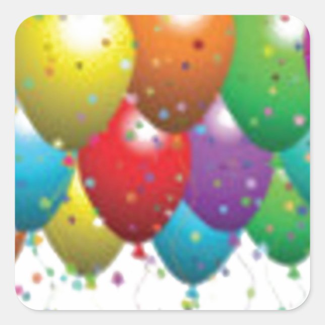 balloon_birthday_card_customize-r11e61ed9b9074290b quadratischer aufkleber (Vorderseite)
