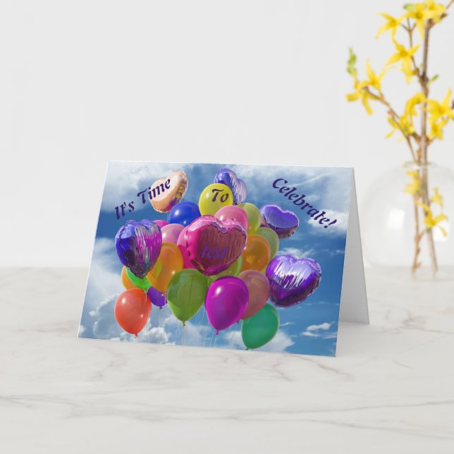 Balloon Birthday Card Karte (Gelbe Blume)