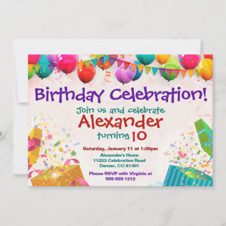 Balloon Birthday Einladung Flat Card