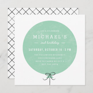 Balloon Birthday Einladung - Minze