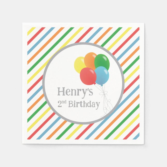 Balloon Birthday Paper Napkins, Gender Neutral Serviette (Vorderseite)