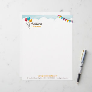 Balloon Birthday Party Letterhead Briefbogen
