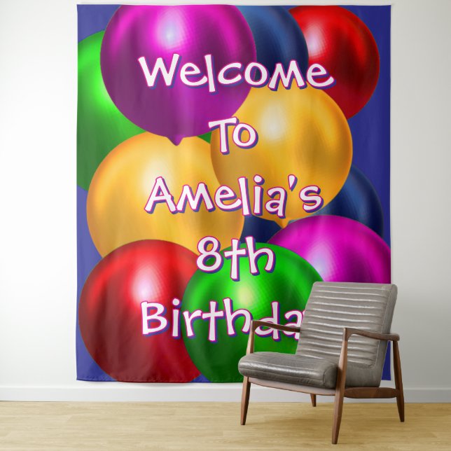 Balloon Birthday Welcome Tapestry Wandteppich (Beispiel)