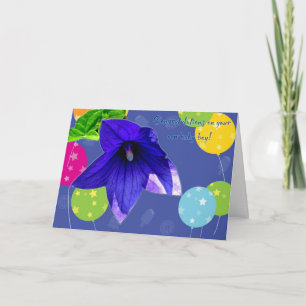 Balloon Blume New Baby Boy Gratulations Card Karte