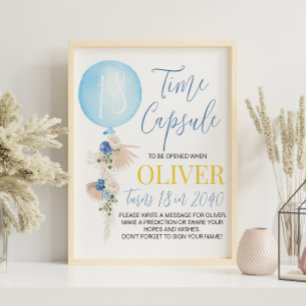 Balloon Boy Birthday Time Capsule Sign Poster