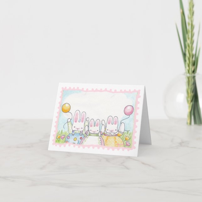 Balloon Bunny Birthday Card Karte (Vorderseite)